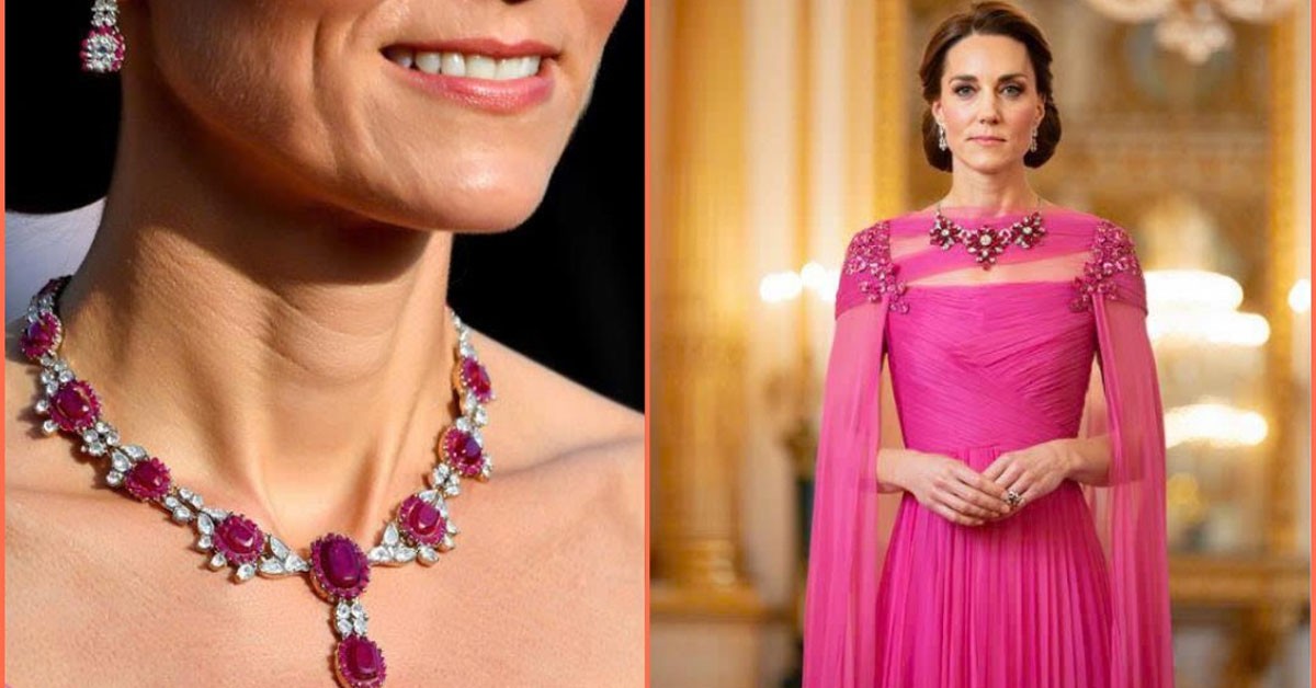 Princess Catherine Dazzles in Pink Gown and Queen Elizabeth II’s Iconic Necklace