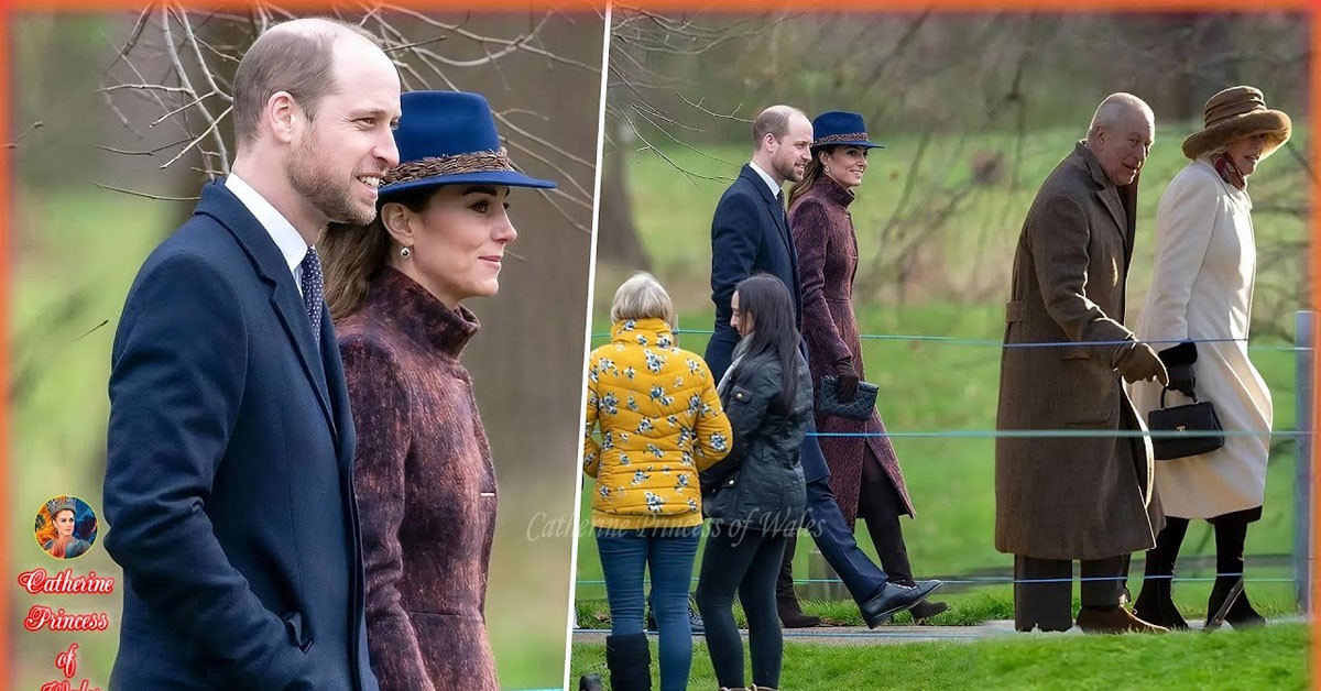 Catherine and William: Glamorous Despite the Cold for Sunday Church in Sandringham with King Charles